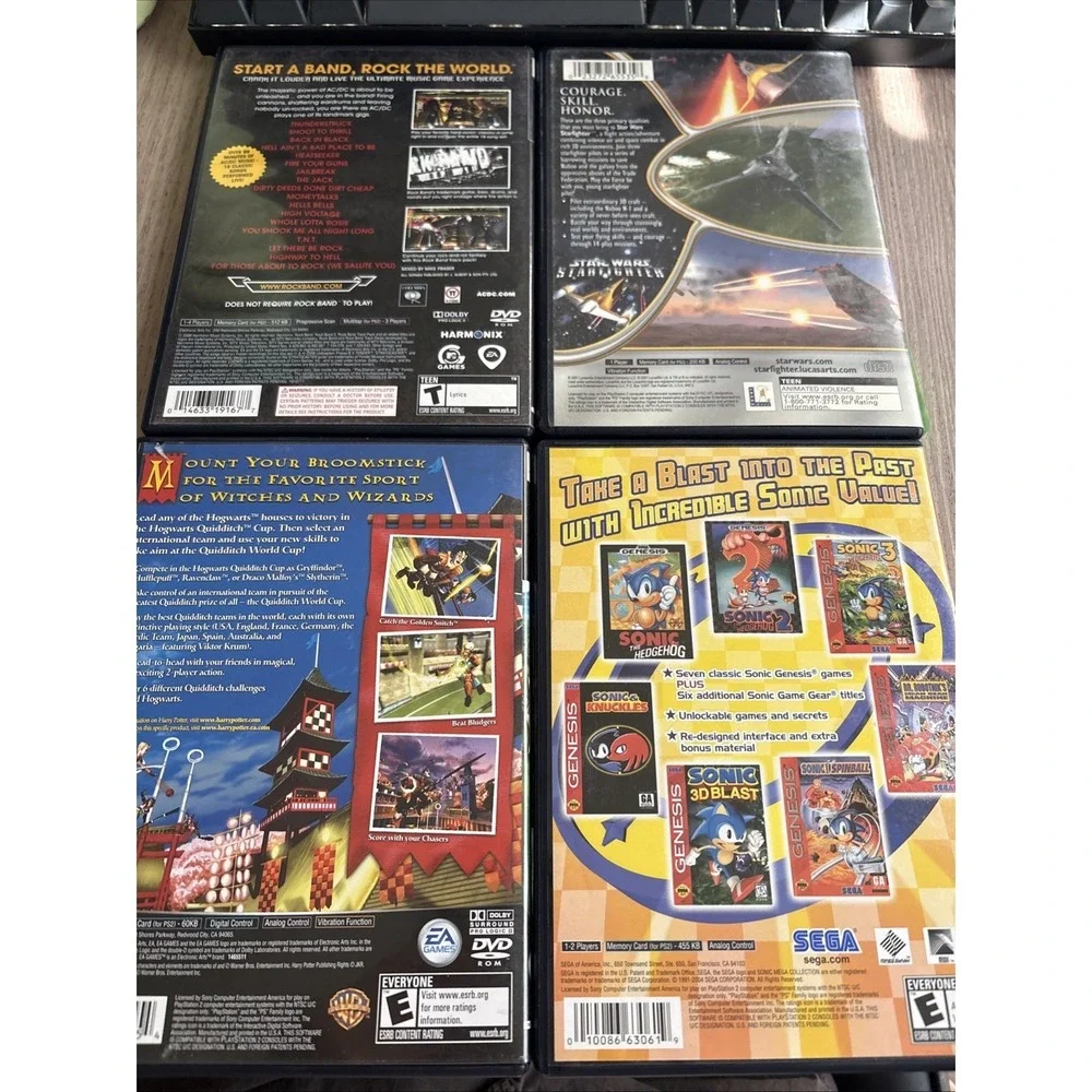 PS2‎ Game Lot 4: Harry Potter Quidditch Sonic Plus Star Ward Star fighter AC/DC
